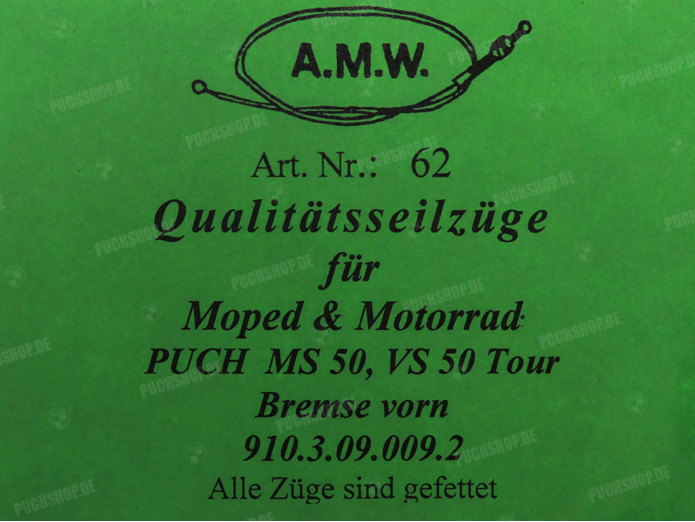 Bowdenzug Puch MS50 / VS50 Tour Bremse vorn A.M.W.